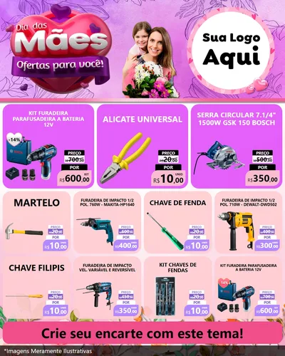 Modelo de Rede Social para Feed Instagram com o tema Dia das Mães Ofertas para Você! para Maquinas e Ferramentas
