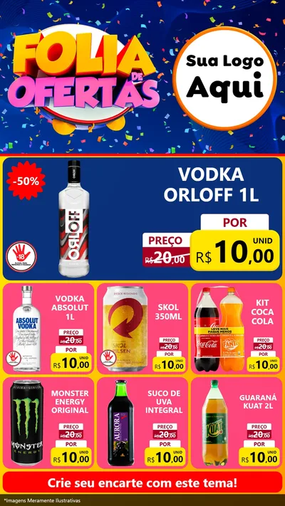 Modelo de Rede Social para Stories com o tema Folia de Ofertas para Distribuidora de bebidas
