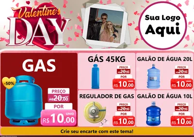 Modelo de Encarte para Encarte A4 Horizontal com o tema Valentine's Day para Água e gás