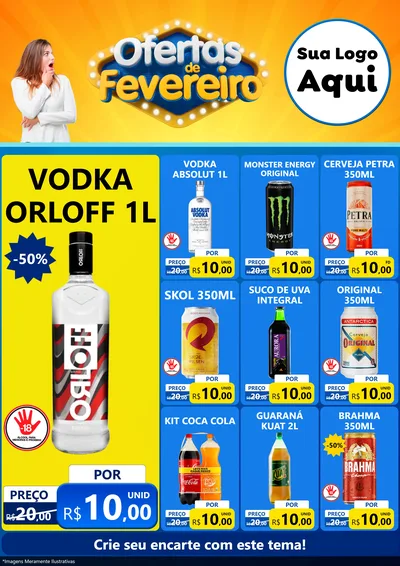 Modelo de Encarte para Encarte A4 Vertical com o tema Ofertas de Fevereiro para Distribuidora de bebidas