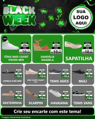 Modelo de Rede Social para Feed Instagram com o tema Black Week para Calçados