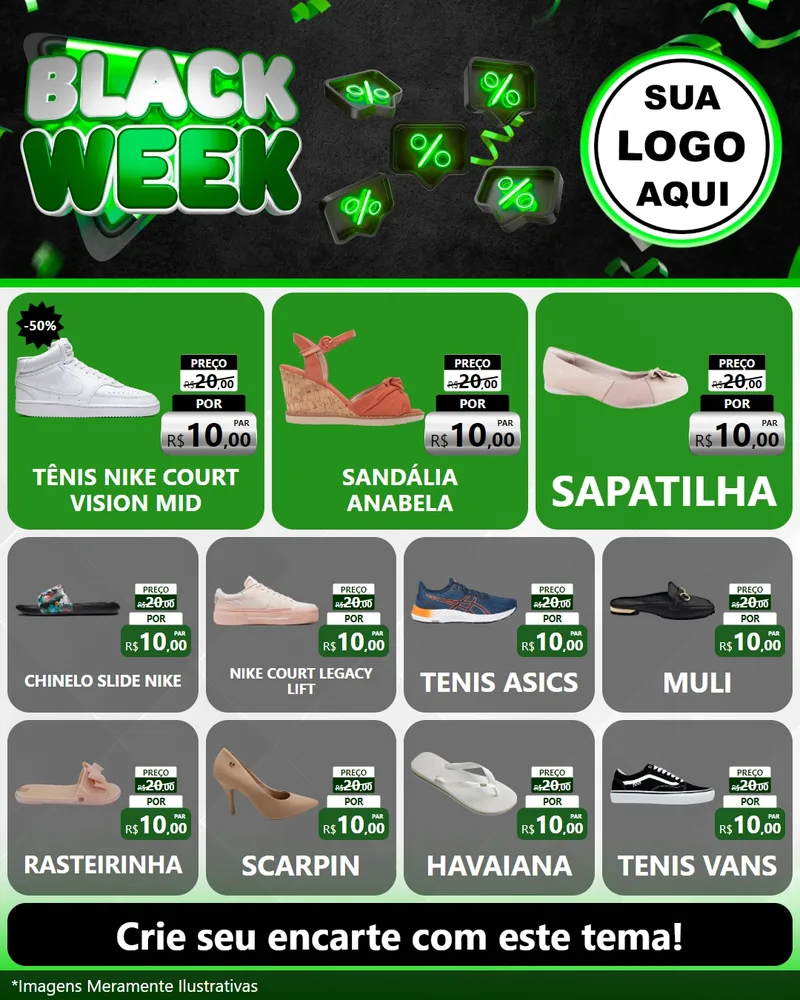 Modelo de Rede Social para Feed Instagram com o tema Black Week para Calçados