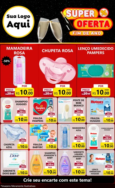 Modelo de Encarte para Encarte Grande com o tema Super Oferta Fim de Ano para Bebês