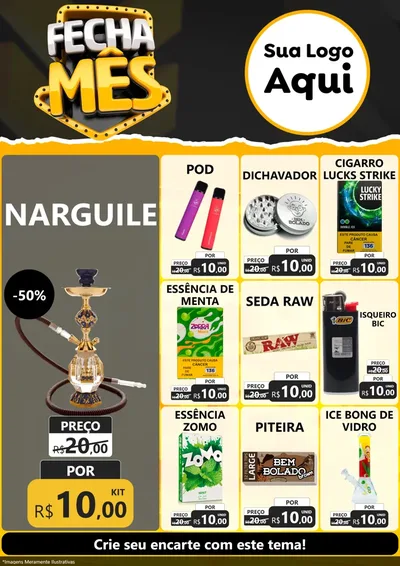 Modelo de Encarte para Encarte A4 Vertical com o tema Fecha Mês para Tabacaria