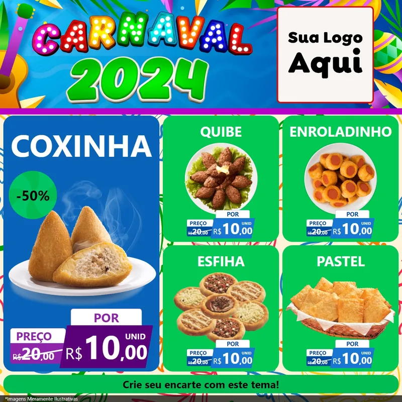 Modelo de Rede Social para Feed Facebook com o tema Carnaval 2027 para Salgadaria