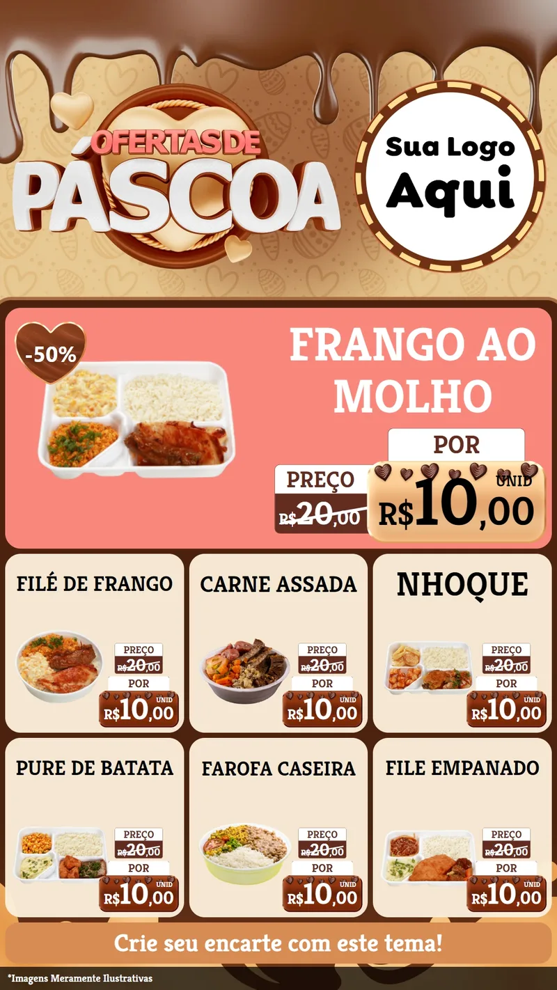 Modelo de Rede Social para Stories com o tema Ofertas de Páscoa para Restaurante