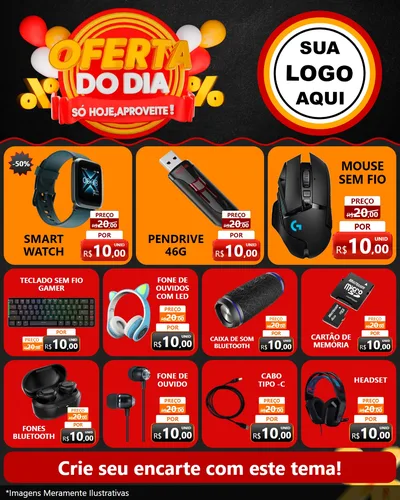 Modelo de Rede Social para Feed Instagram com o tema Oferta do Dia - Só hoje, Aproveite! para Informática