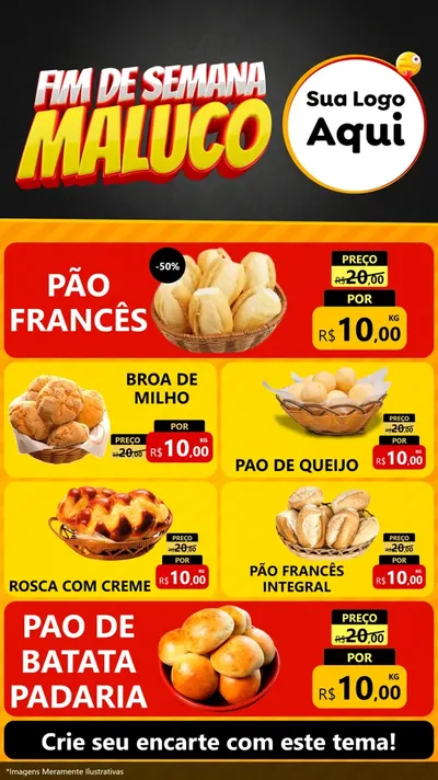 Modelo de TV para TV Vertical com o tema Final de Semana Maluco para Padaria