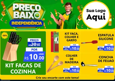 Modelo de Encarte para Encarte A4 Horizontal com o tema Preço Baixo de Independência para Utilidades Domésticas