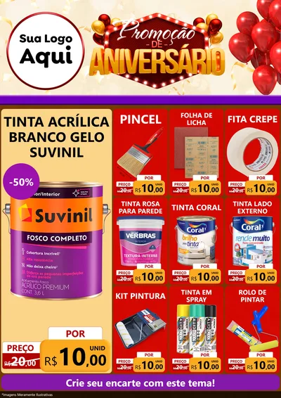 Modelo de Encarte para Encarte A4 Vertical com o tema Promoção de Aniversário para Tintas e Ferramentas
