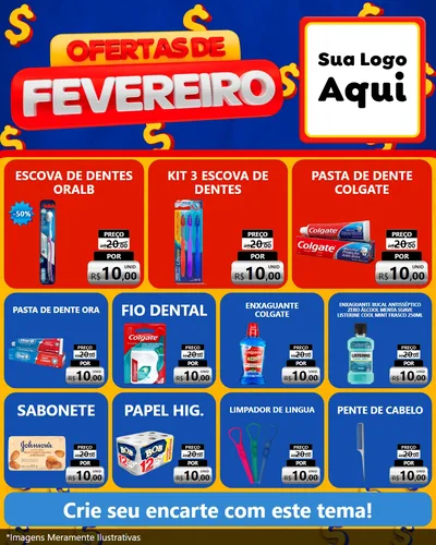 Modelo de Rede Social para Feed Instagram com o tema Ofertas de Fevereiro para Higiene Pessoal