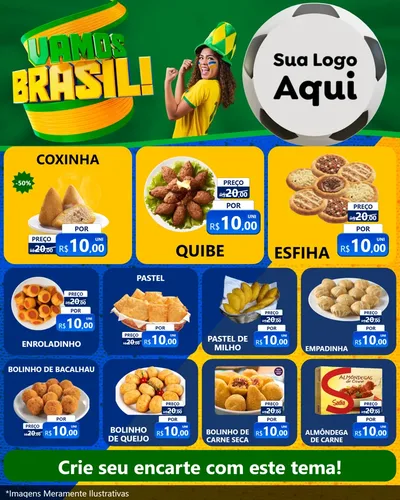 Modelo de Rede Social para Feed Instagram com o tema Vamos Brasil - Copa para Salgadaria