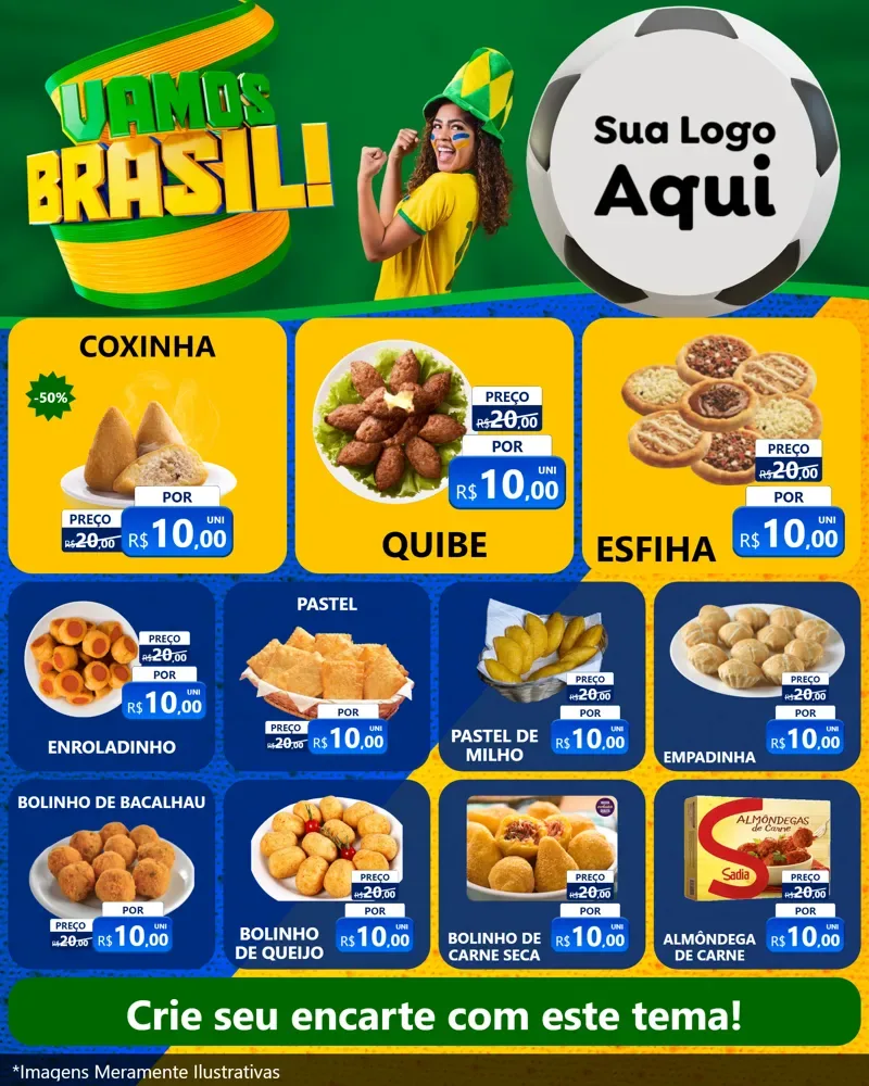 Modelo de Rede Social para Feed Instagram com o tema Vamos Brasil - Copa para Salgadaria