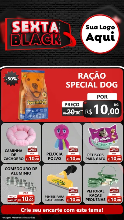 Modelo de Rede Social para Stories com o tema Sexta Black para Pet Shop