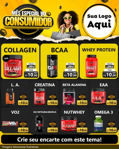 Modelo de Rede Social para Feed Instagram com o tema Mês Especial do Consumidor para Suplementos alimentares