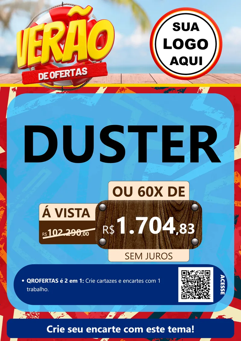 Modelo de Cartaz para Cartaz A4 Vertical com o tema Verão de Ofertas para Concessionaria de Carros