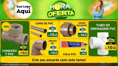 Modelo de TV para TV Horizontal com o tema Hora da Oferta para Tubos e conexões