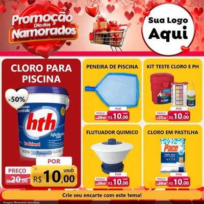Modelo de Rede Social para Feed Facebook com o tema Promoção Dia dos Namorados para Produtos para Piscina
