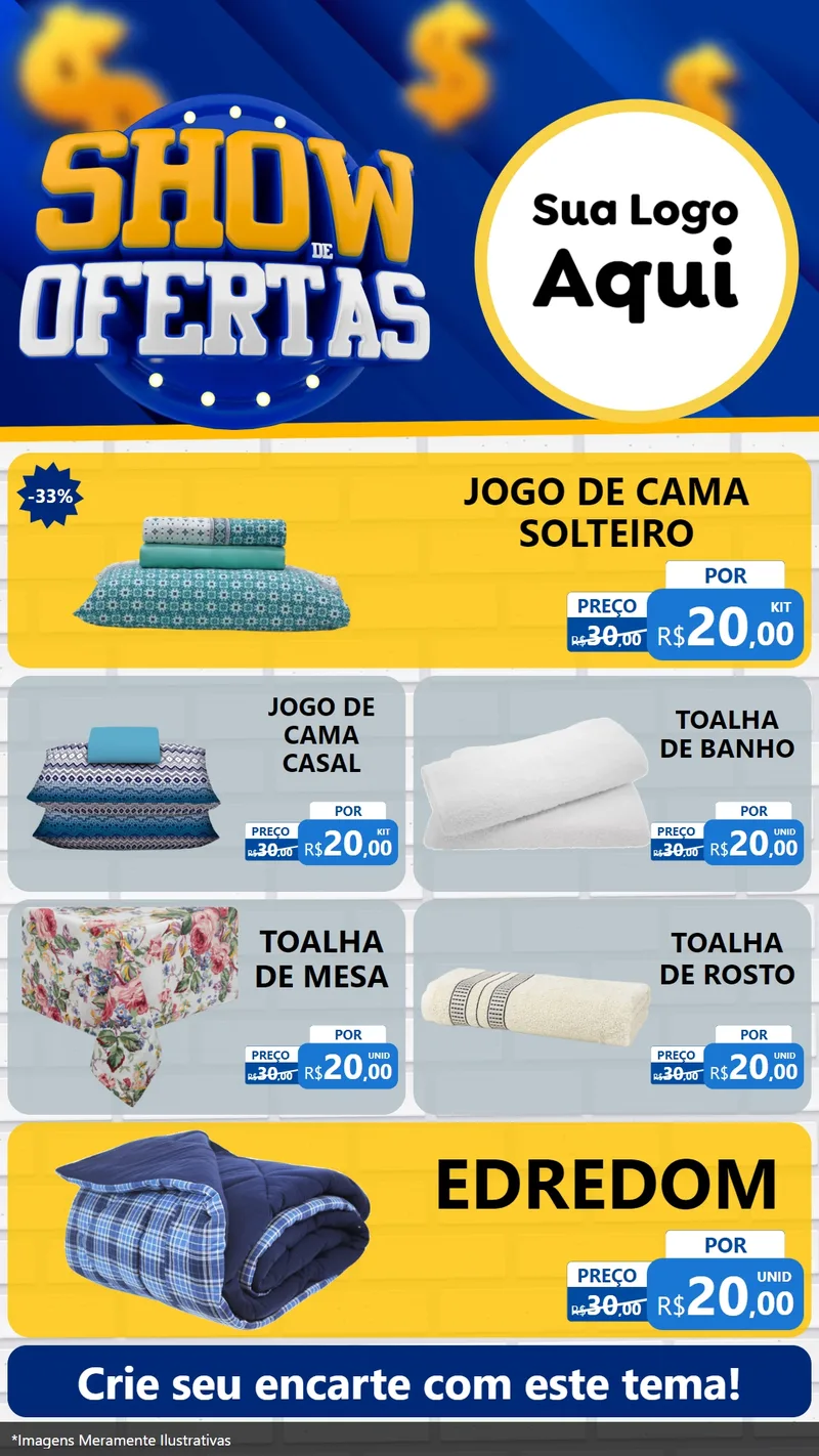 Modelo de TV para TV Vertical com o tema Show de Ofertas para Cama, Mesa e Banho