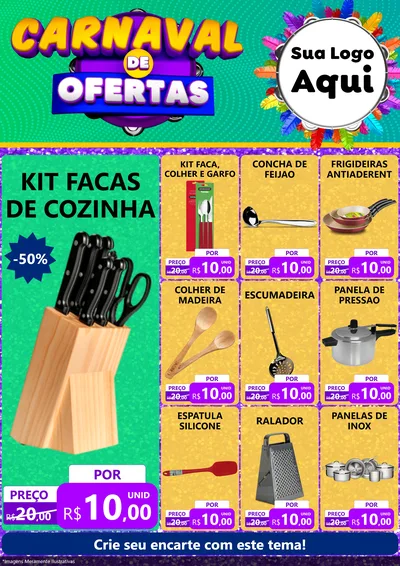 Modelo de Encarte para Encarte A4 Vertical com o tema Carnaval de Ofertas para Utilidades Domésticas