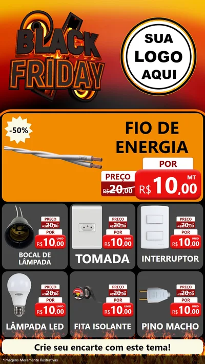 Modelo de Rede Social para Stories com o tema Black Friday para Materiais Elétricos