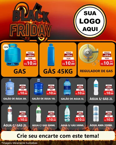 Modelo de Rede Social para Feed Instagram com o tema Black Friday para Água e gás