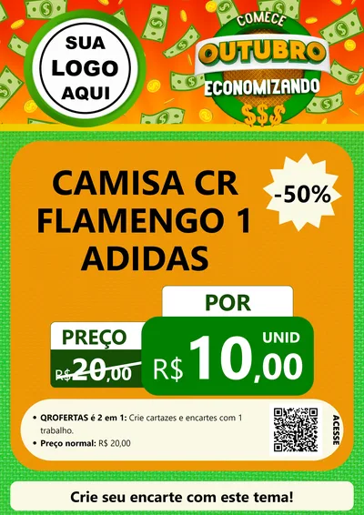 Modelo de Cartaz para Cartaz A4 Vertical com o tema Comece Outubro Economizando para Roupas e acessórios