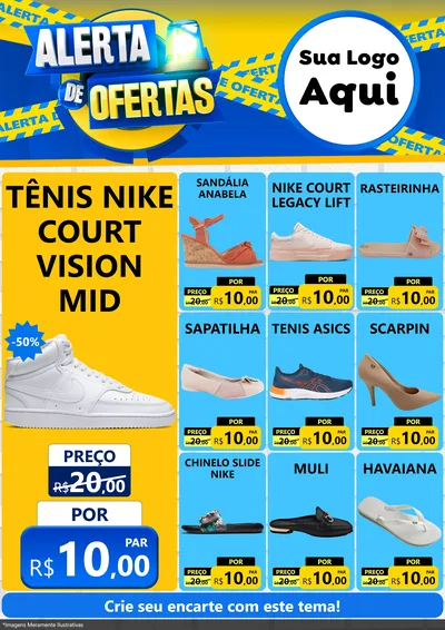 Modelo de Encarte para Encarte A4 Vertical com o tema Alerta de Ofertas para Calçados