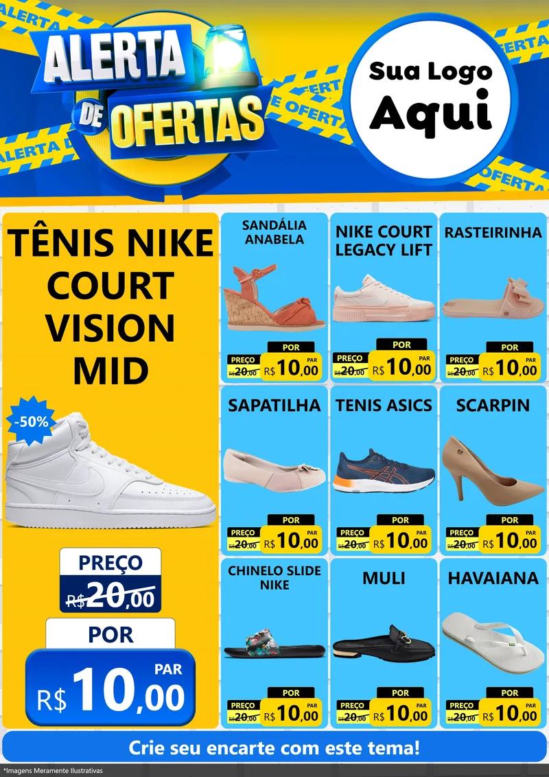 Modelo de Encarte para Encarte A4 Vertical com o tema Alerta de Ofertas para Calçados