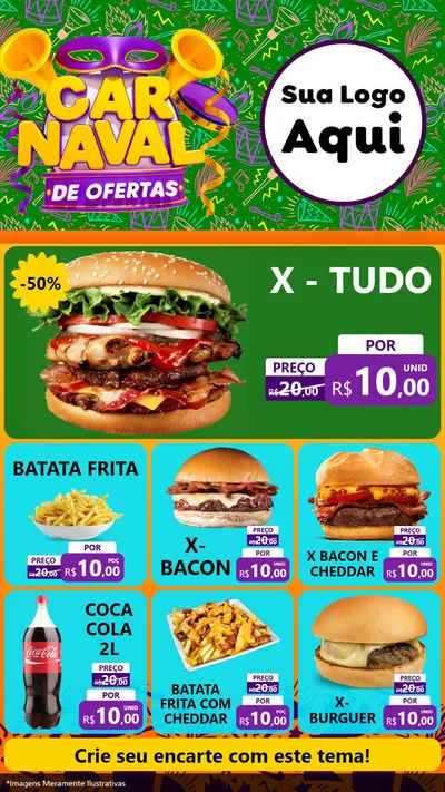 Modelo de Rede Social para Stories com o tema Carnaval de Ofertas para Hamburgueria