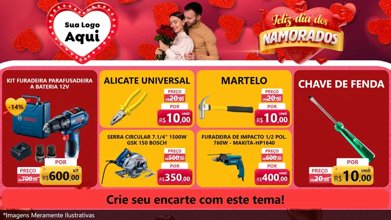 Modelo de TV para TV Horizontal com o tema Feliz Dia Dos Namorados para Maquinas e Ferramentas