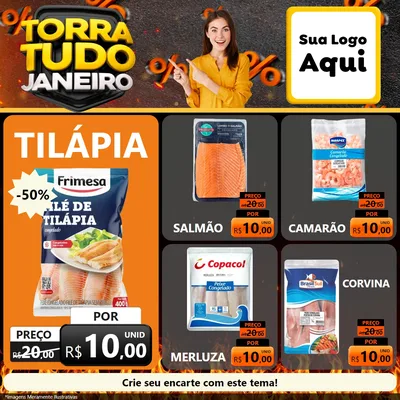 Modelo de Rede Social para Feed Facebook com o tema Torra Tudo Janeiro para Peixaria