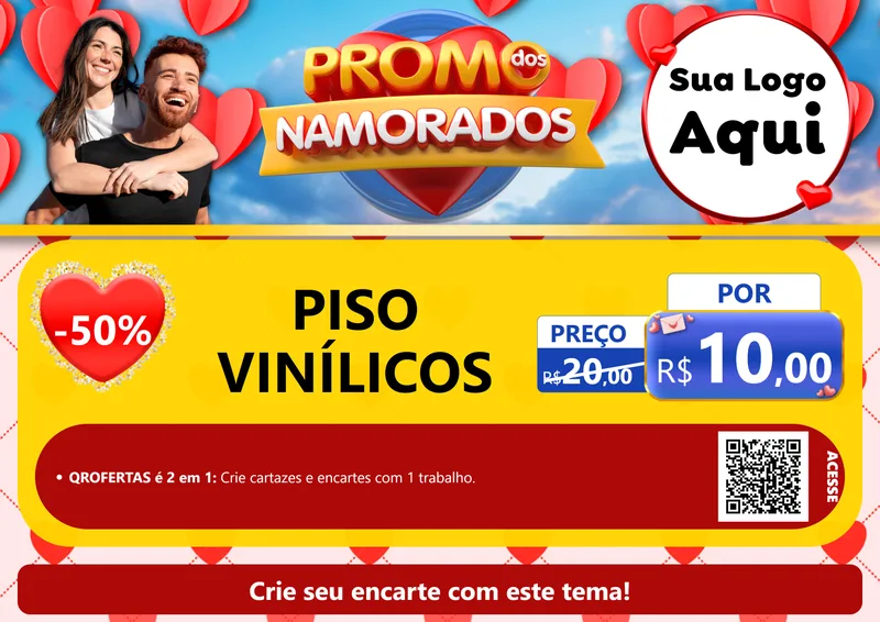 Modelo de Cartaz para Cartaz A4 Horizontal com o tema Promo dos Namorados para Material para Construção
