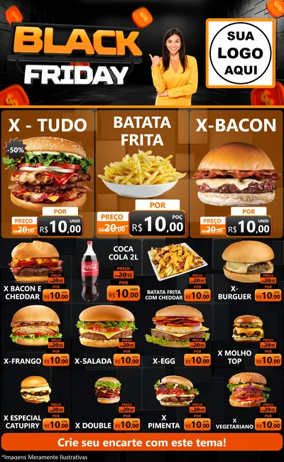 Modelo de Encarte para Encarte Grande com o tema Black Friday para Hamburgueria