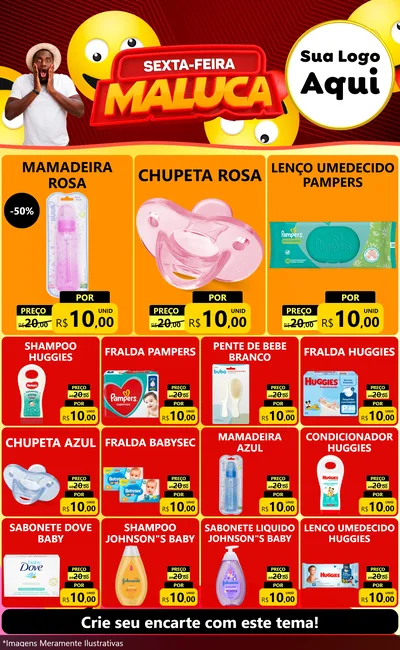 Modelo de Encarte para Encarte Grande com o tema Sexta-feira Maluca para Bebês