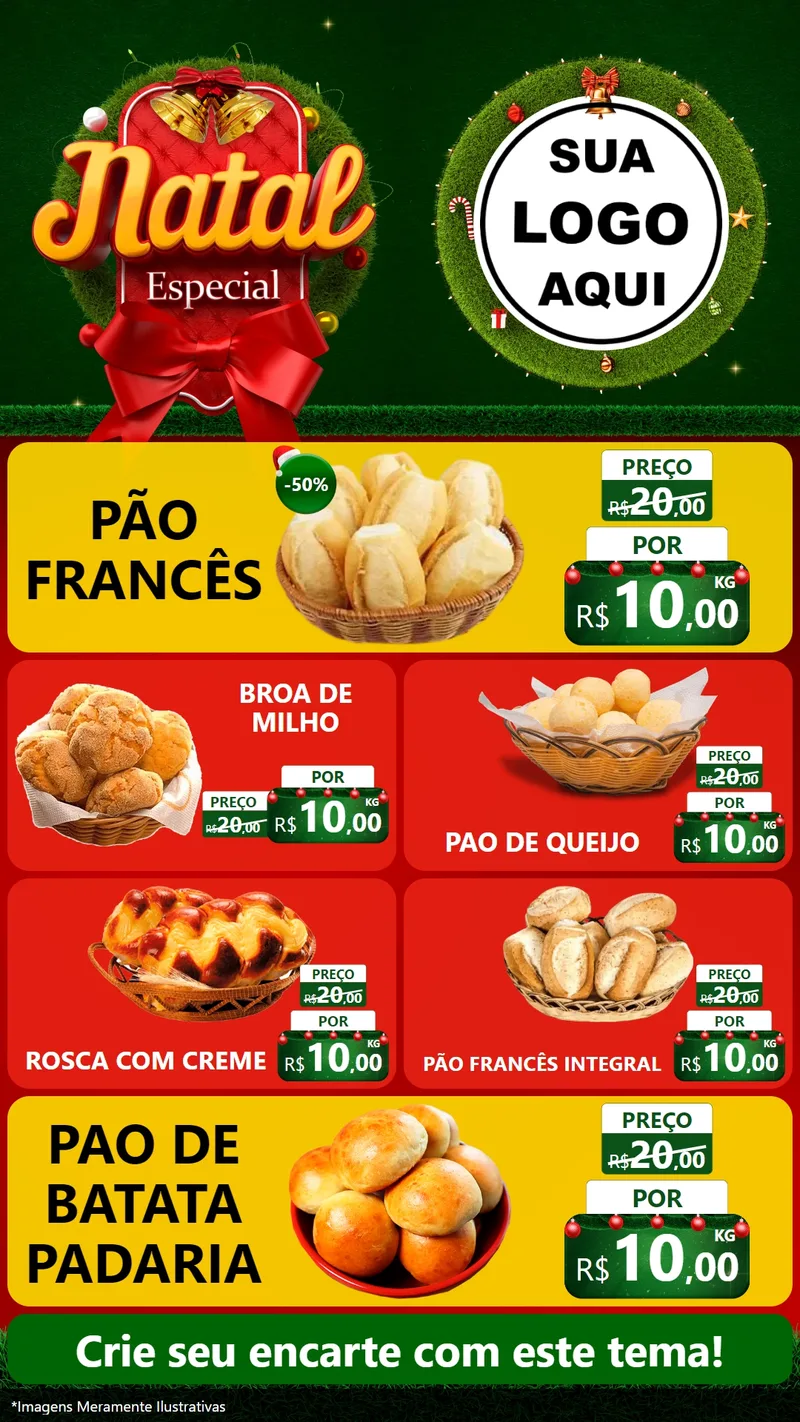 Modelo de TV para TV Vertical com o tema Natal Especial para Padaria
