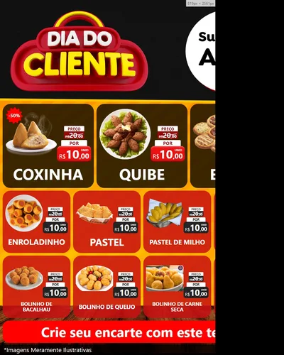 Modelo de Rede Social para Feed Instagram com o tema Dia do Cliente para Salgadaria