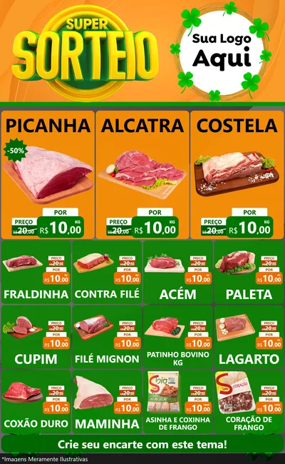 Modelo de Encarte para Encarte Grande com o tema Super Sorteio para Açougue