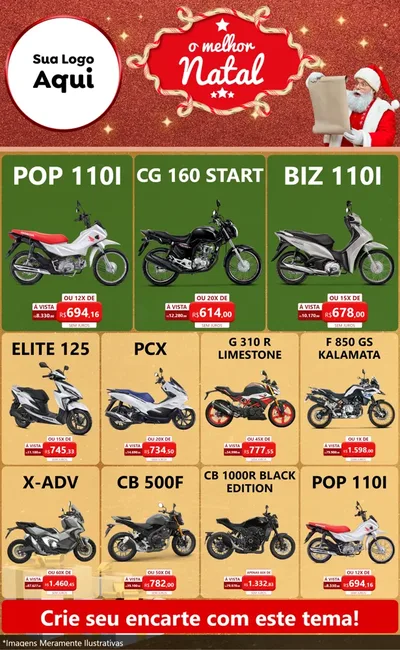 Modelo de Encarte para Encarte Grande com o tema O Melhor Natal para Concessionaria de Motos