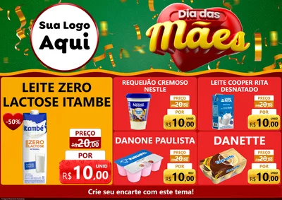 Modelo de Encarte para Encarte A4 Horizontal com o tema Dia das Mães para Frios e Laticínios