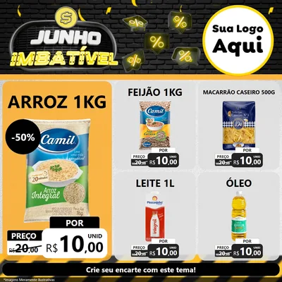 Modelo de Rede Social para Feed Facebook com o tema Junho Imbatível para Supermercado