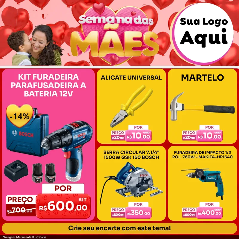 Modelo de Rede Social para Feed Facebook com o tema Semana Das Mães para Maquinas e Ferramentas