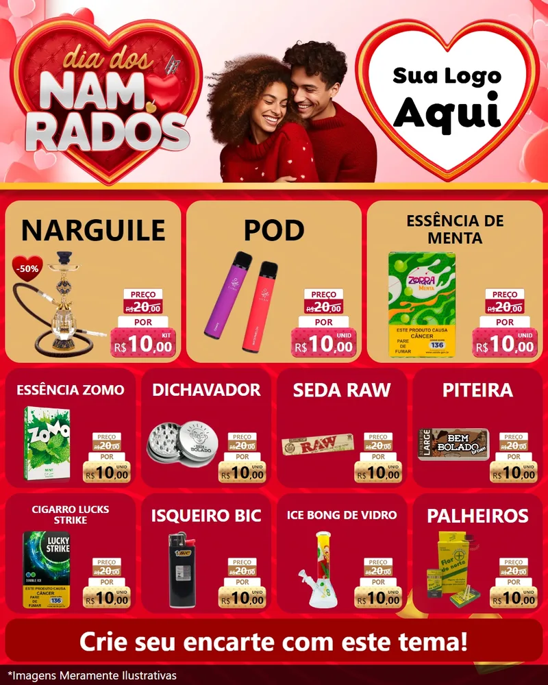 Modelo de Rede Social para Feed Instagram com o tema Dia dos Namorados para Tabacaria