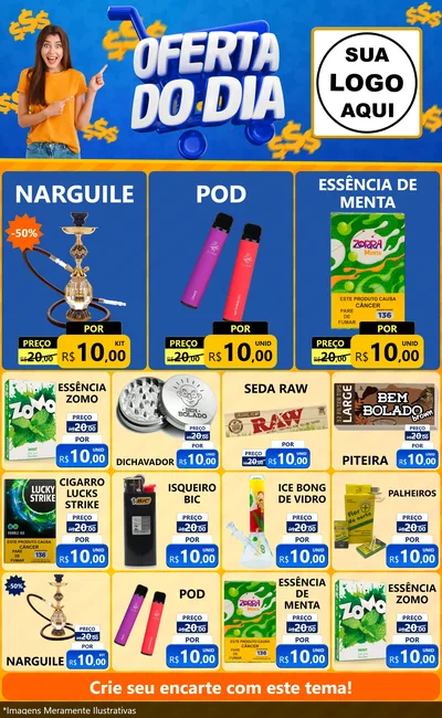 Modelo de Encarte para Encarte Grande com o tema Oferta do Dia para Tabacaria