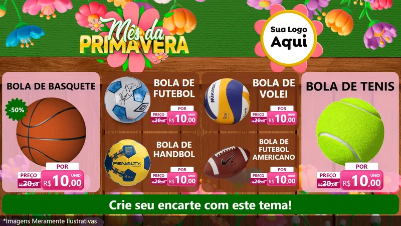 Modelo de TV para TV Horizontal com o tema Mês da Primavera para Artigos Esportivos