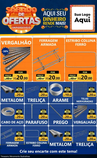 Modelo de Encarte para Encarte Grande com o tema Sábado de Ofertas Imperdíveis para Ferragens