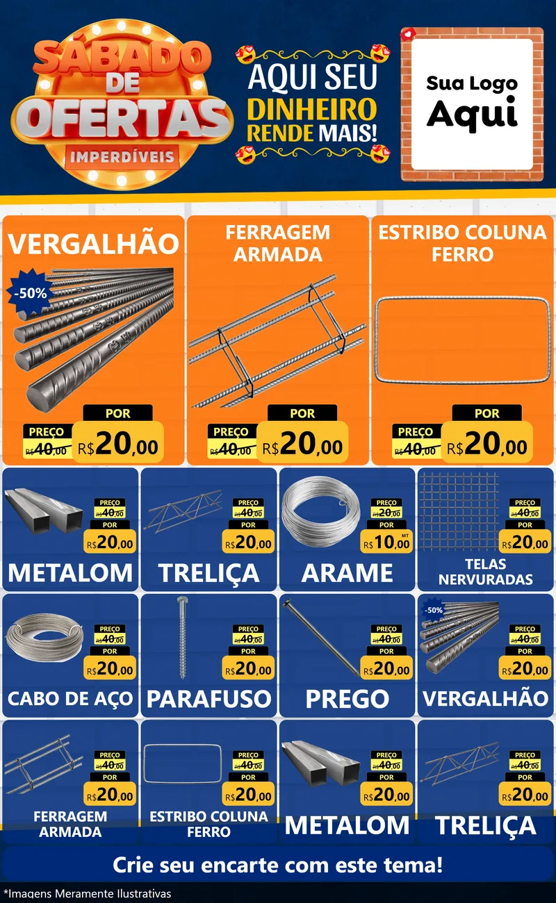 Modelo de Encarte para Encarte Grande com o tema Sábado de Ofertas Imperdíveis para Ferragens