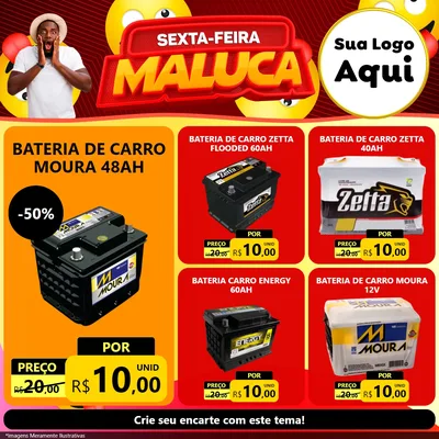 Modelo de Rede Social para Feed Facebook com o tema Sexta-feira Maluca para Baterias Elétricas
