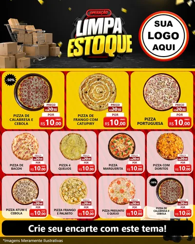 Modelo de Rede Social para Feed Instagram com o tema Operação Limpa Estoque para Pizzaria