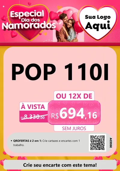 Modelo de Cartaz para Cartaz A4 Vertical com o tema Especial Dia dos Namorados para Concessionaria de Motos